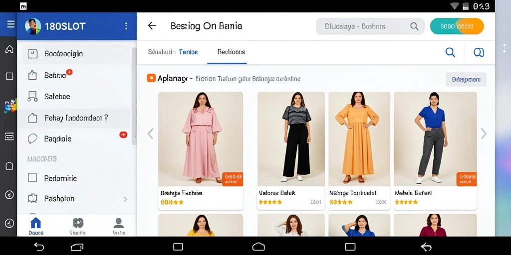 Tampilan antarmuka aplikasi 180SLOT yang menarik untuk belanja fashion.