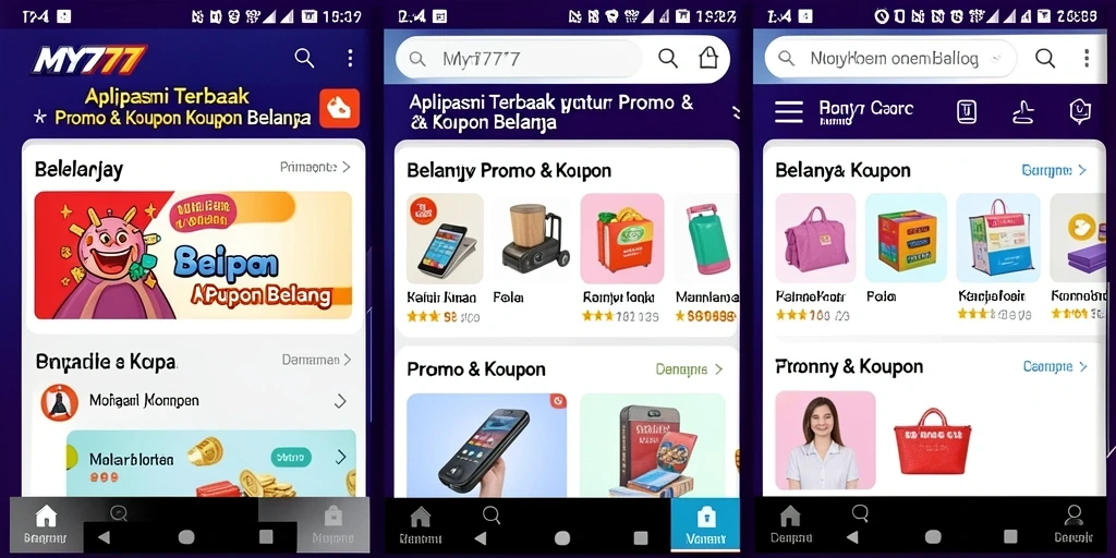 Tampilan antarmuka MY777 dengan berbagai pilihan kupon.