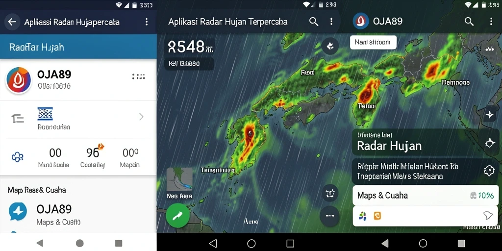 Tampilan antarmuka aplikasi OJA89 dengan fitur Radar Hujan.