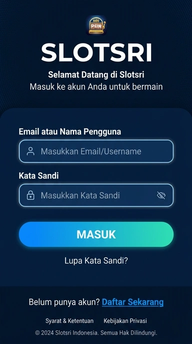Tampilan halaman login slotsri
